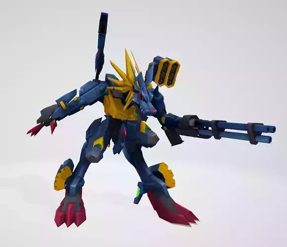 MetalGarurumon X robot holding gun