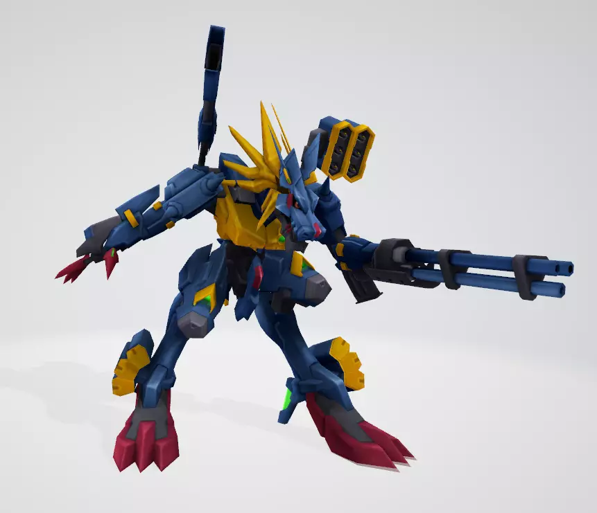 MetalGarurumon X robot holding gun 3D print model_0