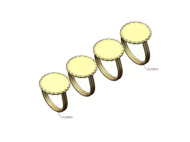 Engravable  braided coin signet ring US sizes 6to9