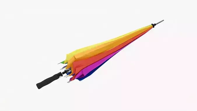 Umbrella large automatic folded colorful 3D model