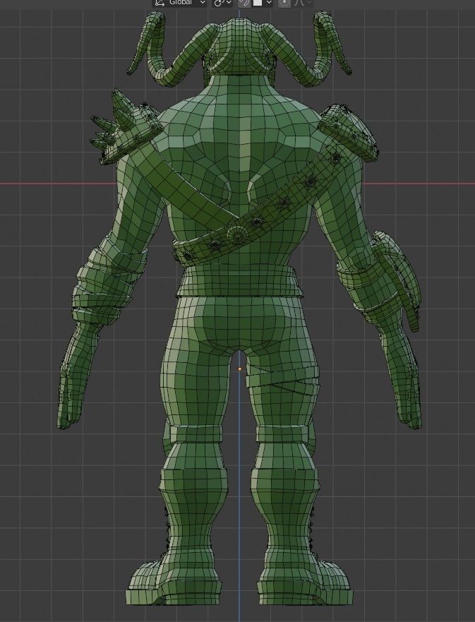 Blue orc of undead army Low-poly 3D model_15