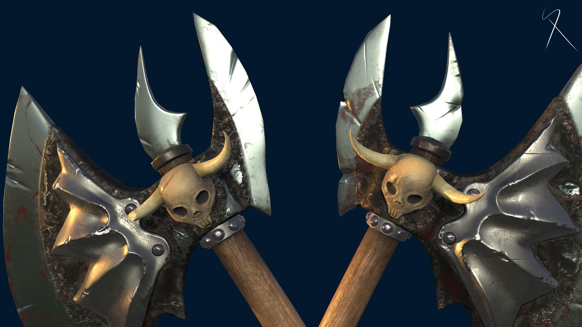 Blue orc of undead army Low-poly 3D model_13