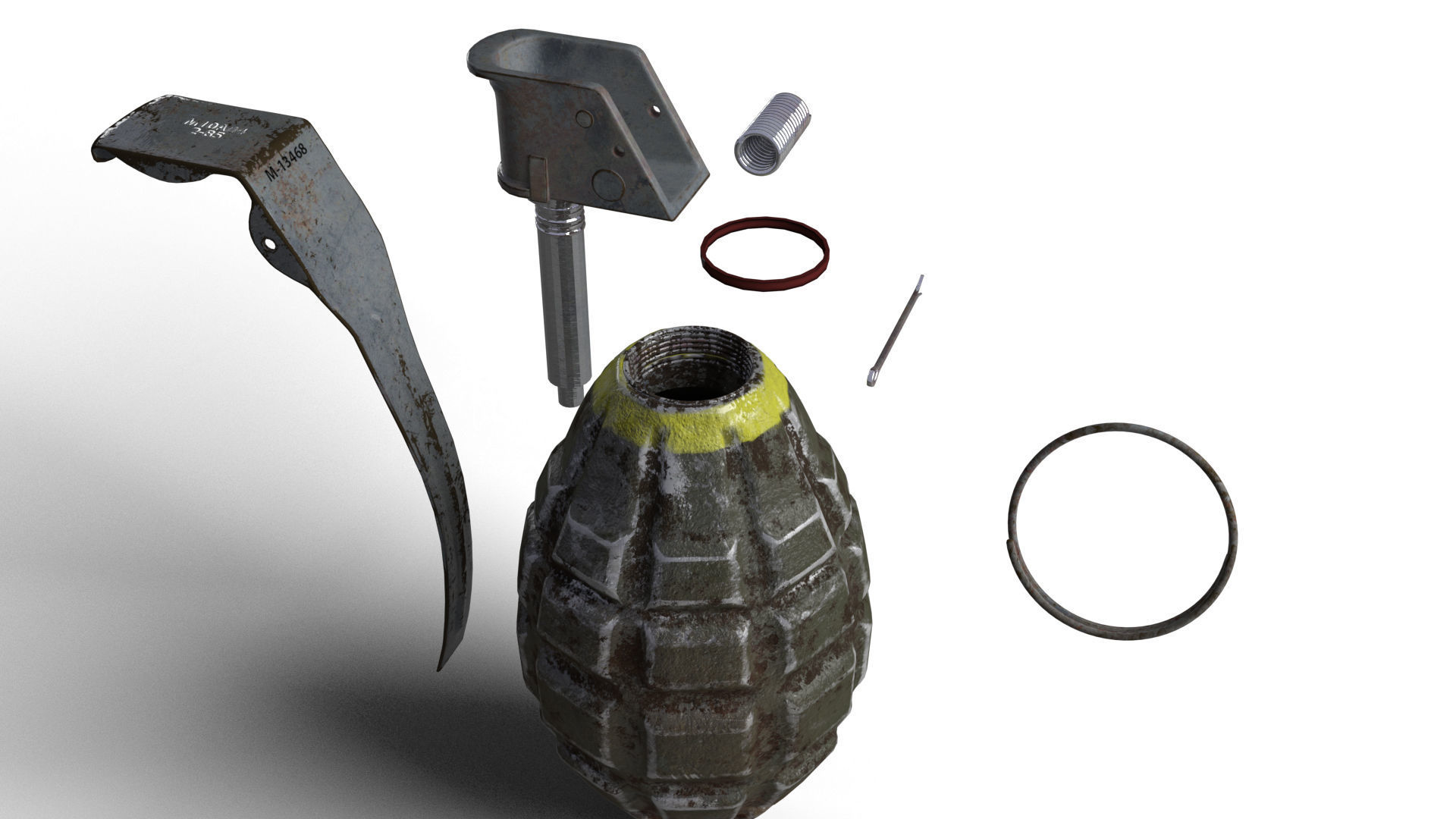 Grenade army MK 2 3d model  Low-poly 3D model_2