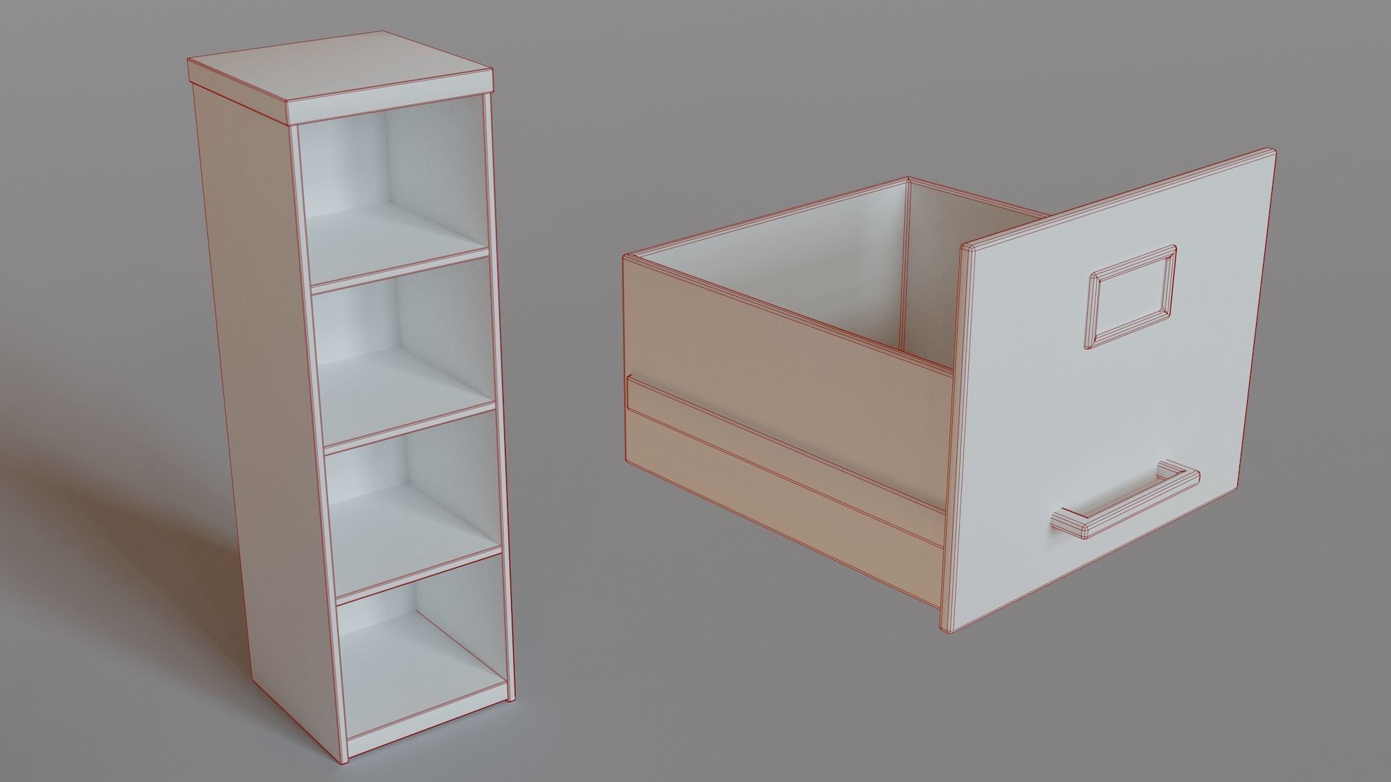 Filing Cabinet Low-poly 3D model_5