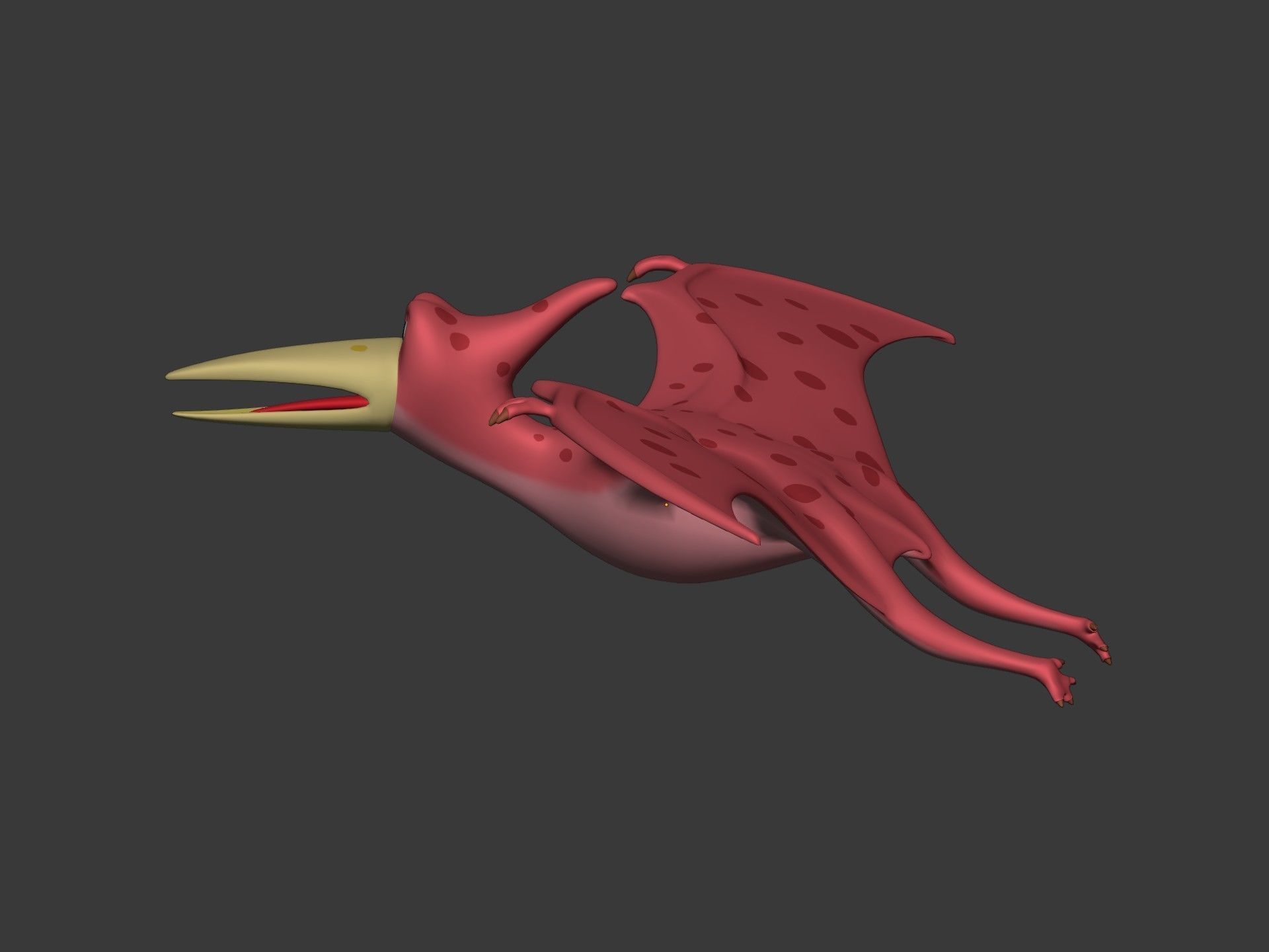 Cartoon Dinosaur -- Pteranodon Low-poly 3D model_3