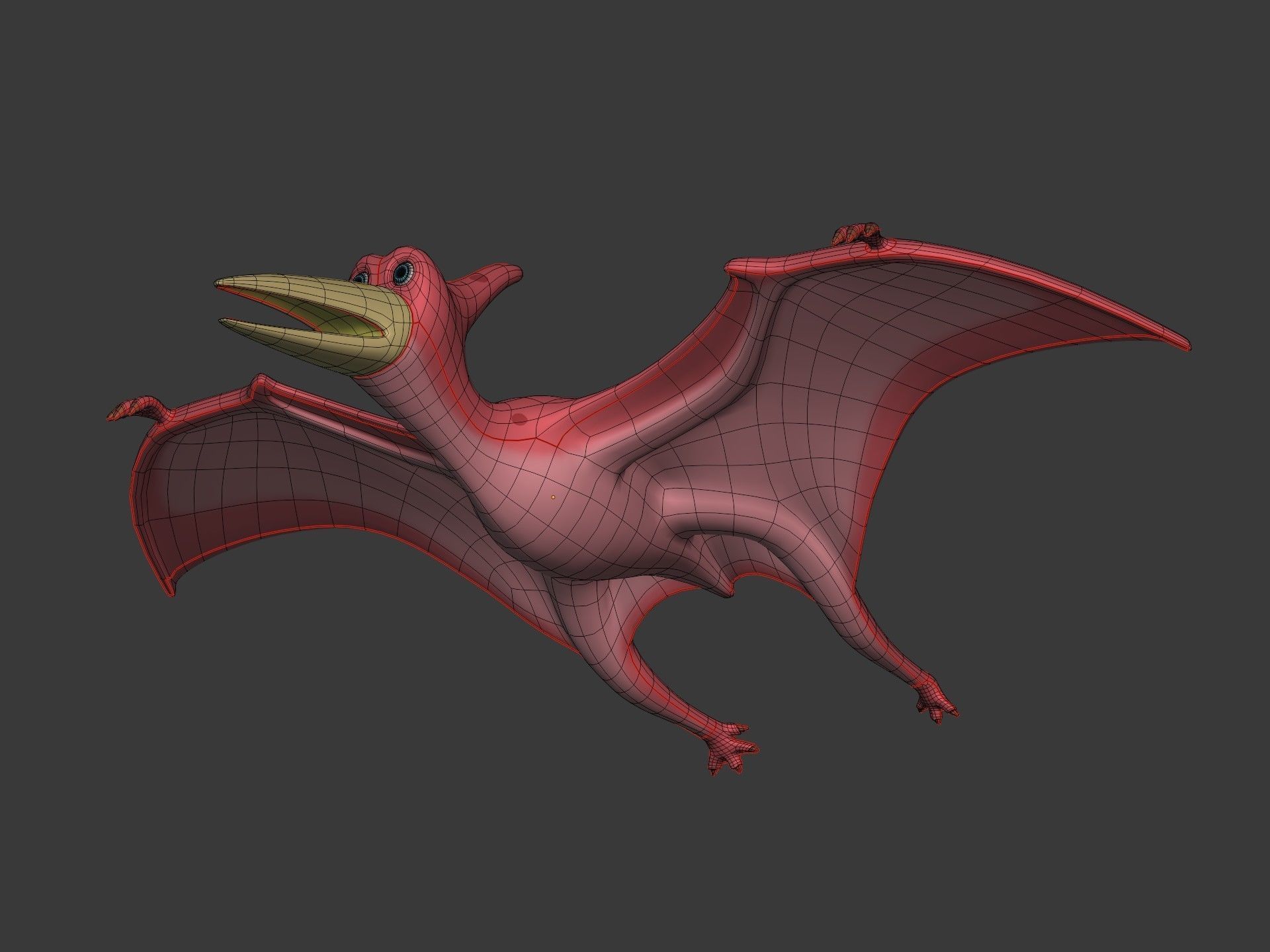 Cartoon Dinosaur -- Pteranodon Low-poly 3D model_12