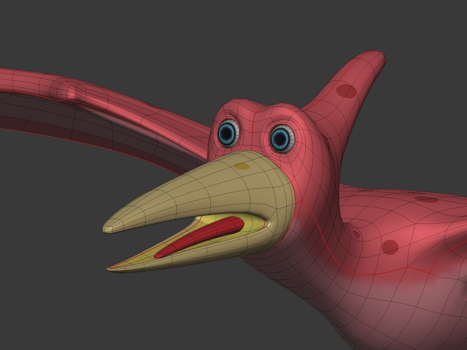 Cartoon Dinosaur -- Pteranodon Low-poly 3D model_14