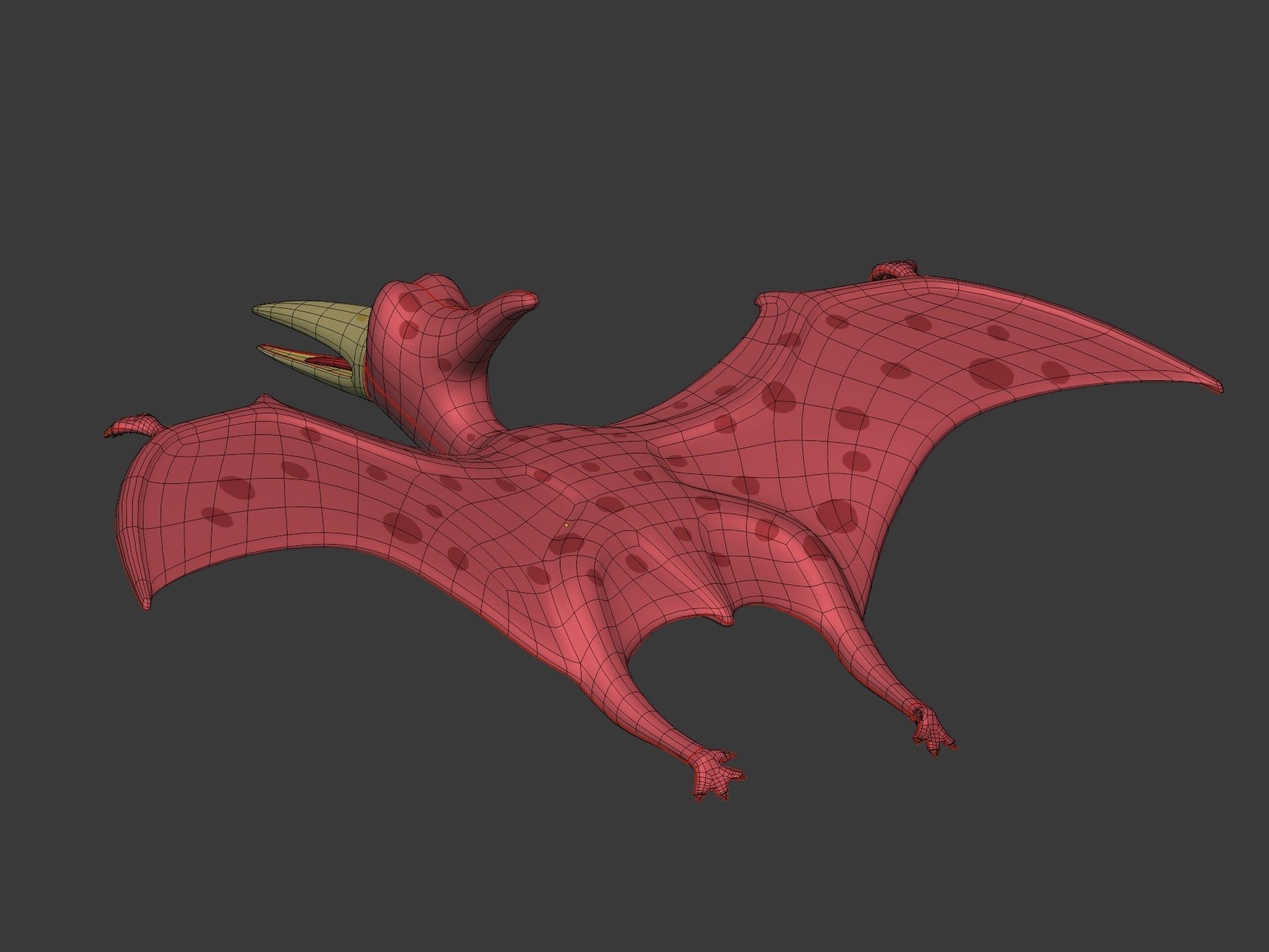 Cartoon Dinosaur -- Pteranodon Low-poly 3D model_10