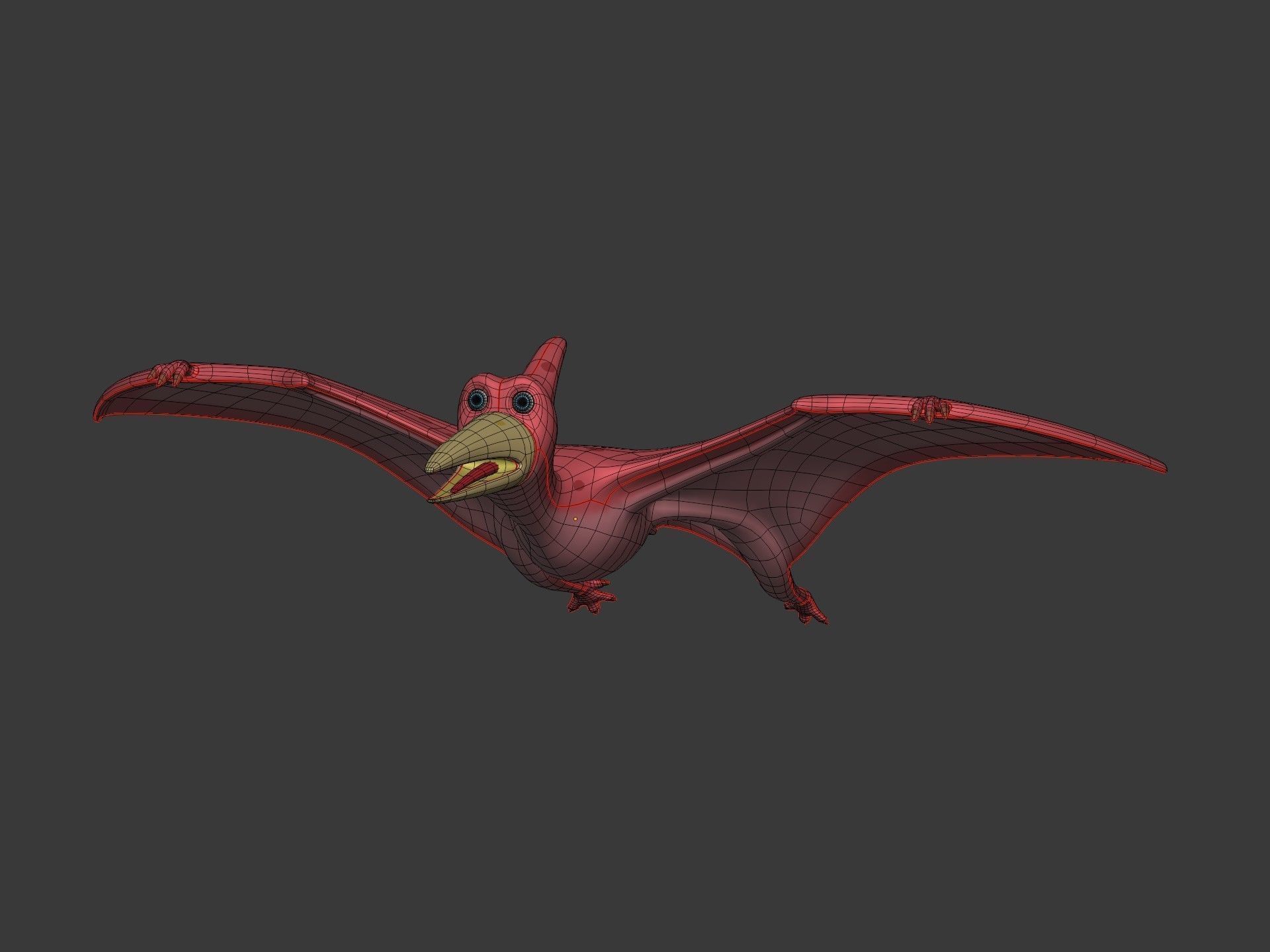 Cartoon Dinosaur -- Pteranodon Low-poly 3D model_6