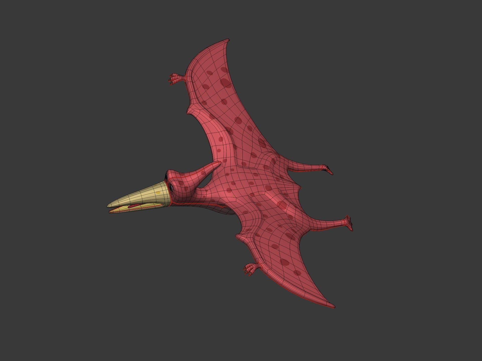Cartoon Dinosaur -- Pteranodon Low-poly 3D model_8