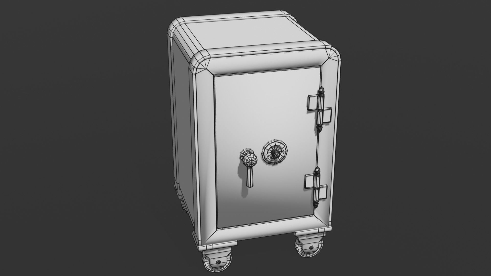 Old safe Low-poly 3D model_4