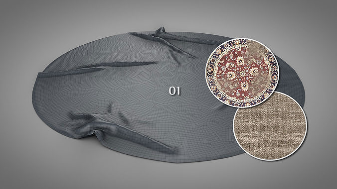 Old Round Carpets Low-poly 3D model 3