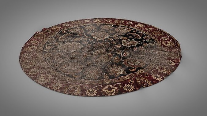 Old Round Carpets Low-poly 3D model 4