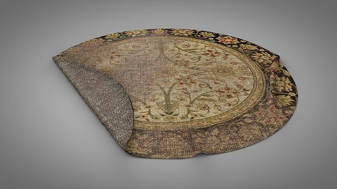 Old Round Carpets Low-poly 3D model 6