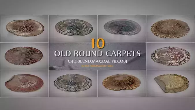 Old Round Carpets Low-poly 3D model
