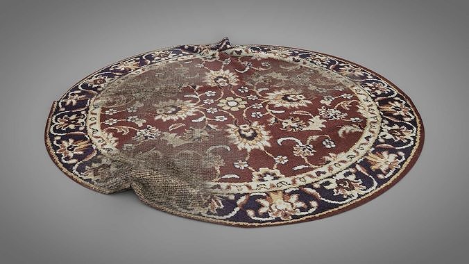 Old Round Carpets Low-poly 3D model 2