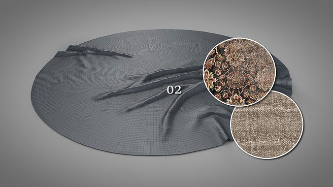 Old Round Carpets Low-poly 3D model 5