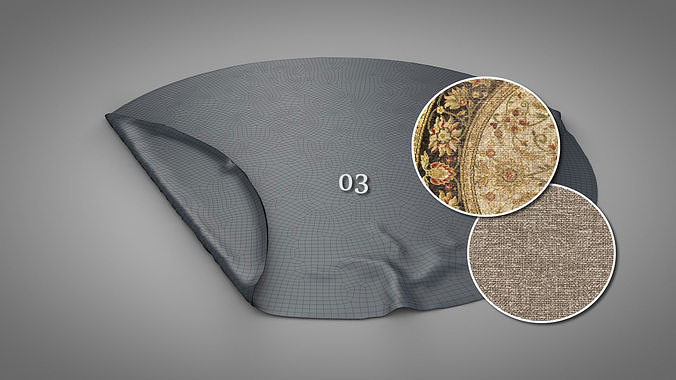 Old Round Carpets Low-poly 3D model 7