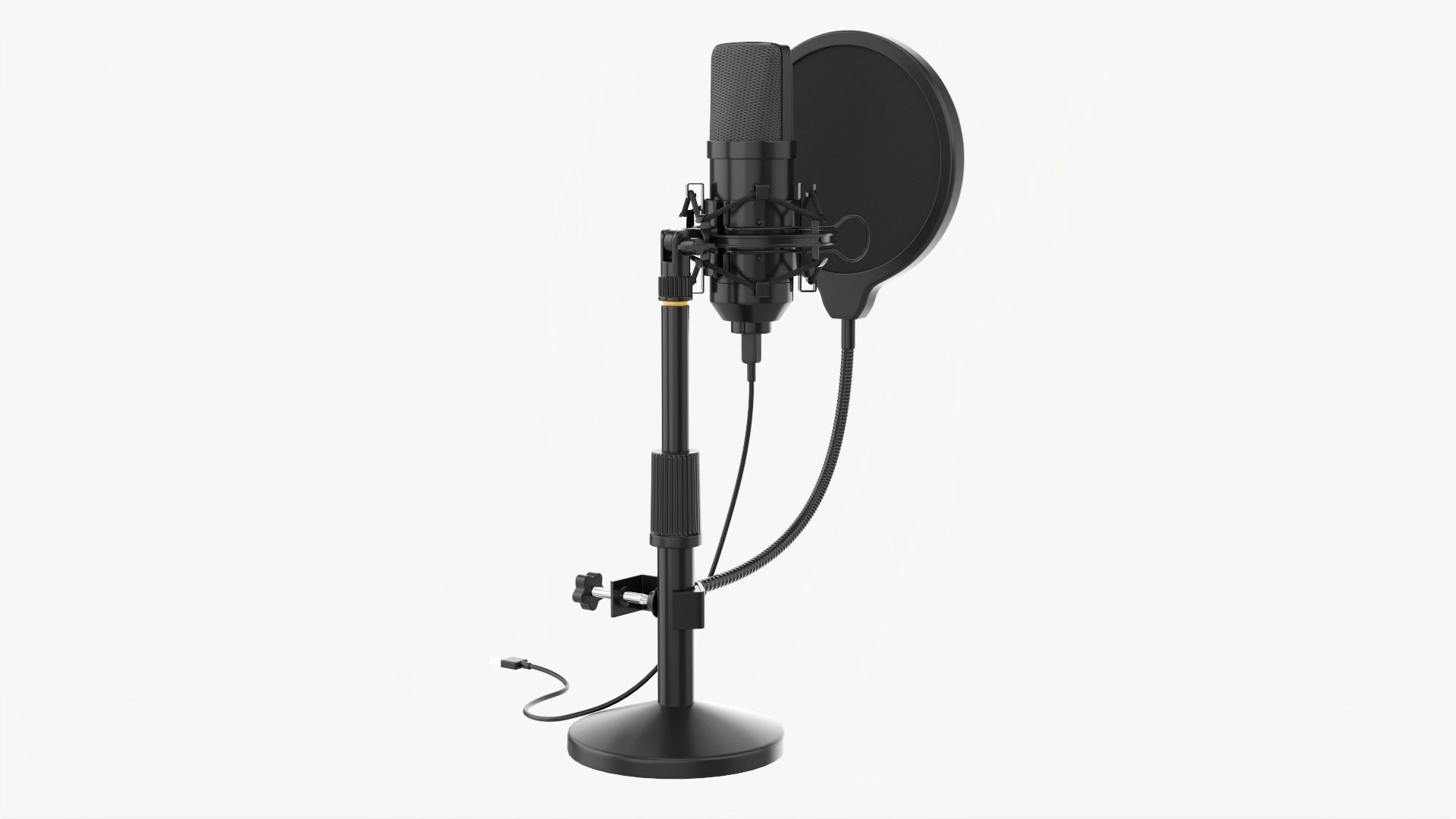 Microphone with stand cardioid  USB 3D model_1