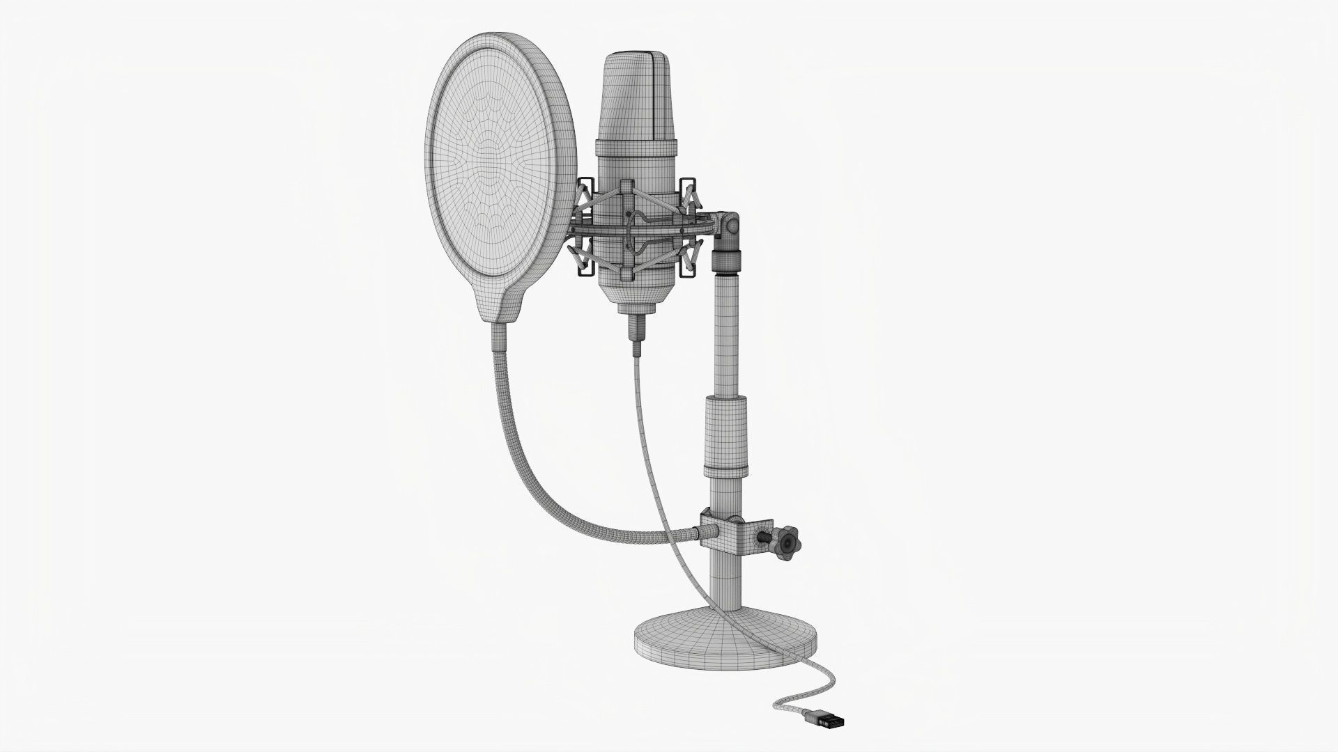 Microphone with stand cardioid  USB 3D model_11