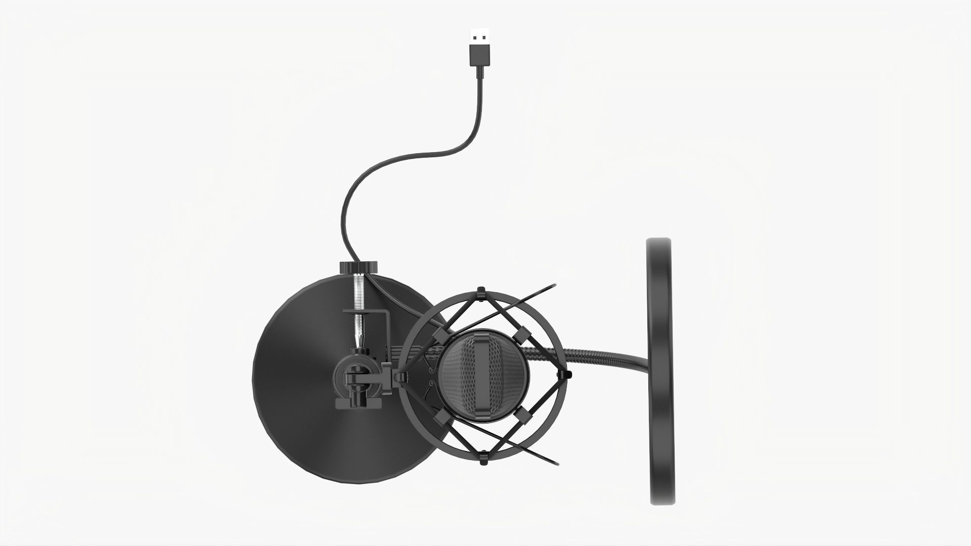 Microphone with stand cardioid  USB 3D model_4