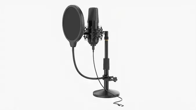 Microphone with stand cardioid  USB 3D model