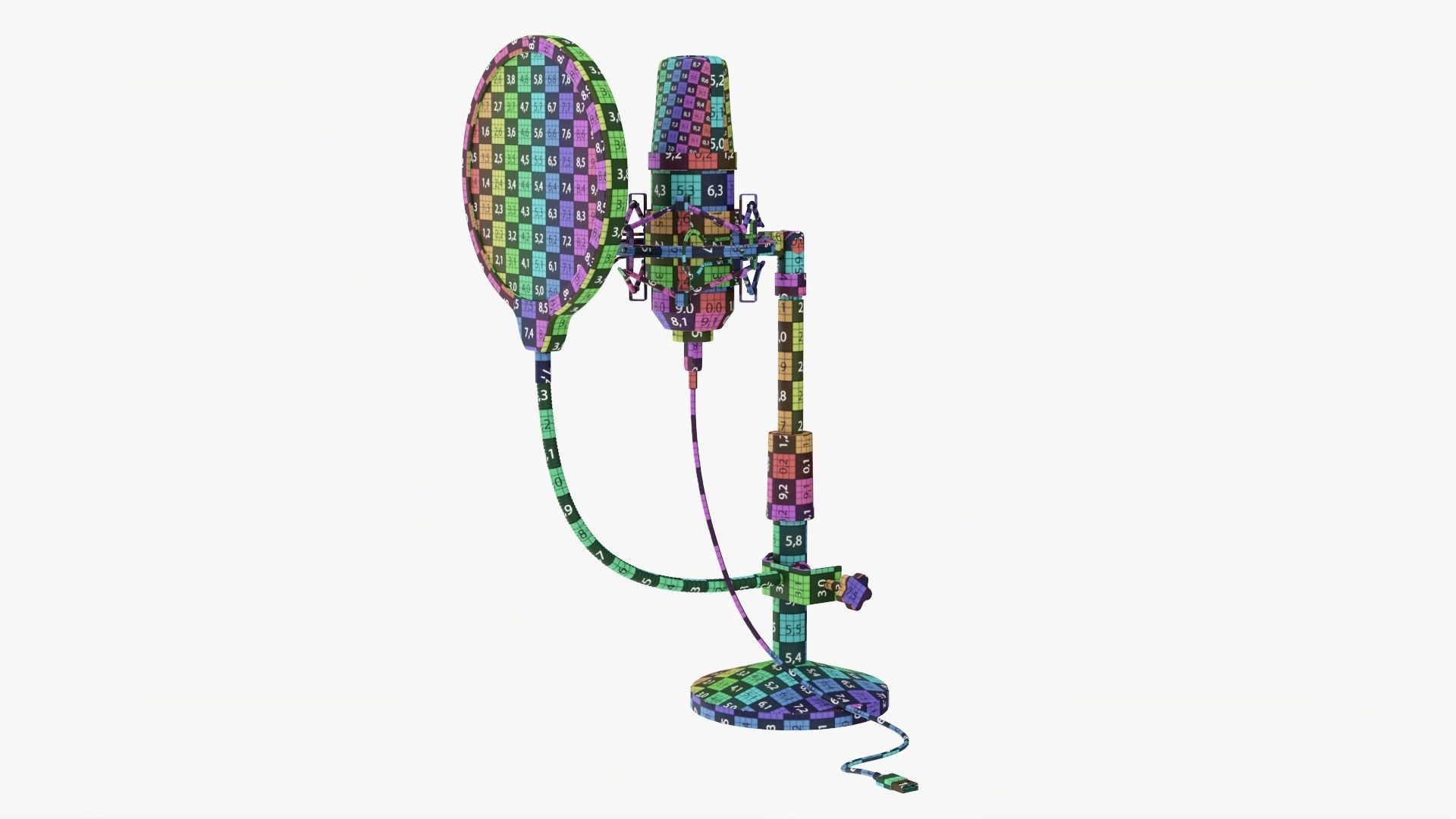 Microphone with stand cardioid  USB 3D model_22
