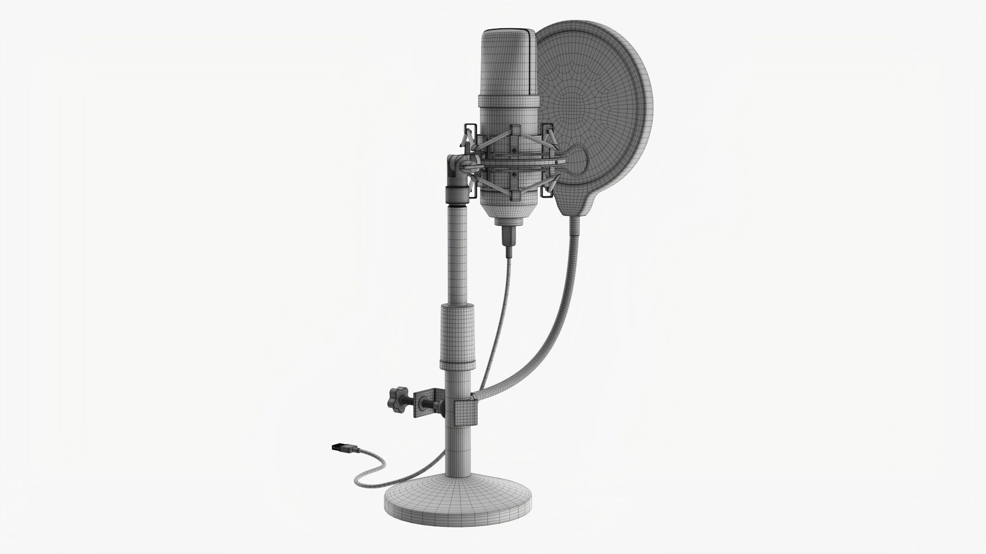 Microphone with stand cardioid  USB 3D model_12