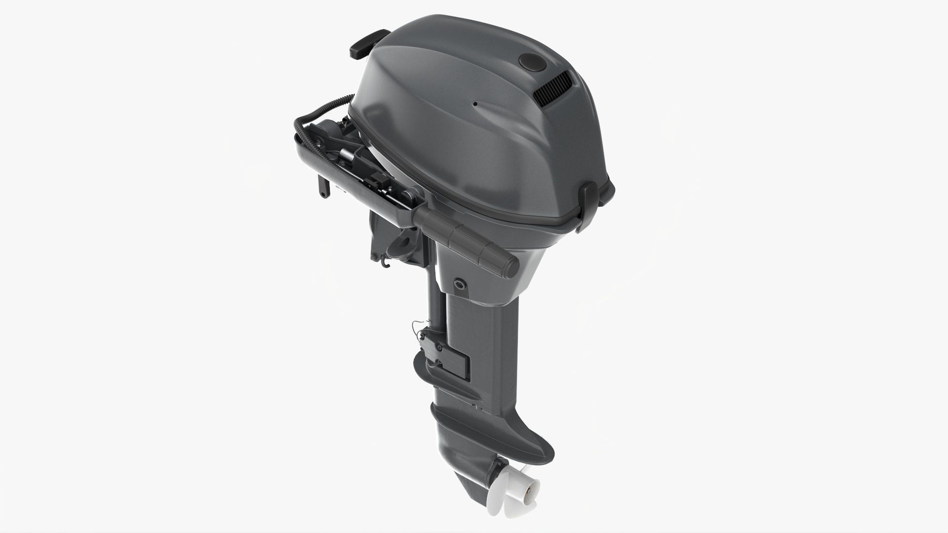 Outboard portable boat motor with folded tiller 3D model_1