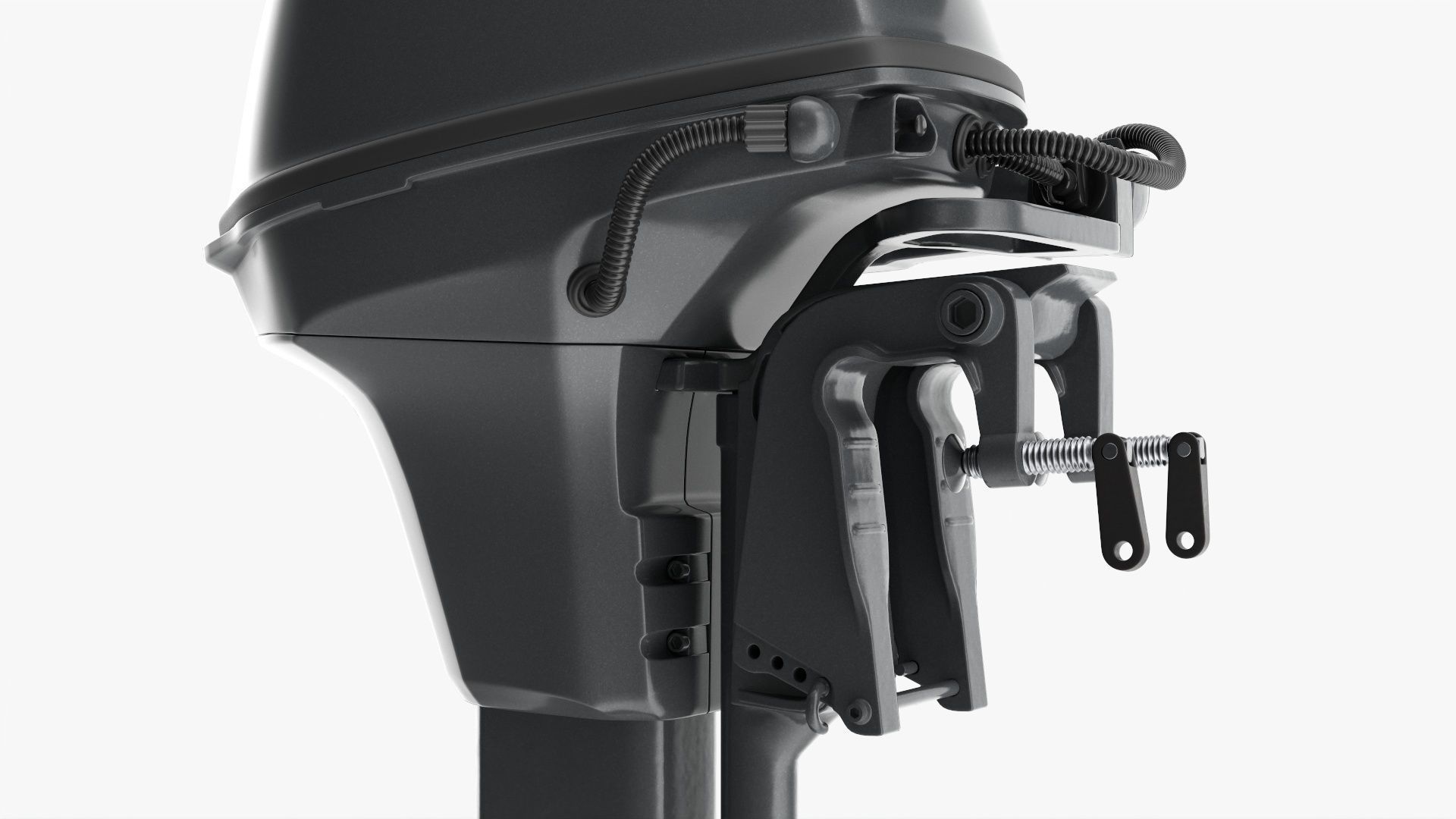 Outboard portable boat motor with folded tiller 3D model_7