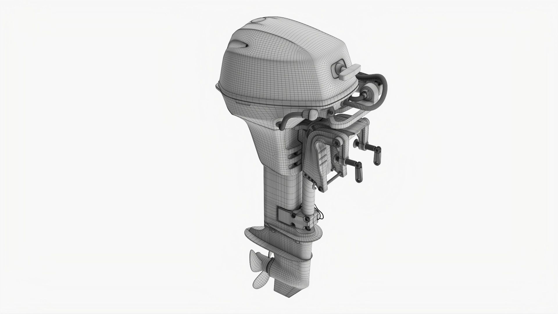 Outboard portable boat motor with folded tiller 3D model_13