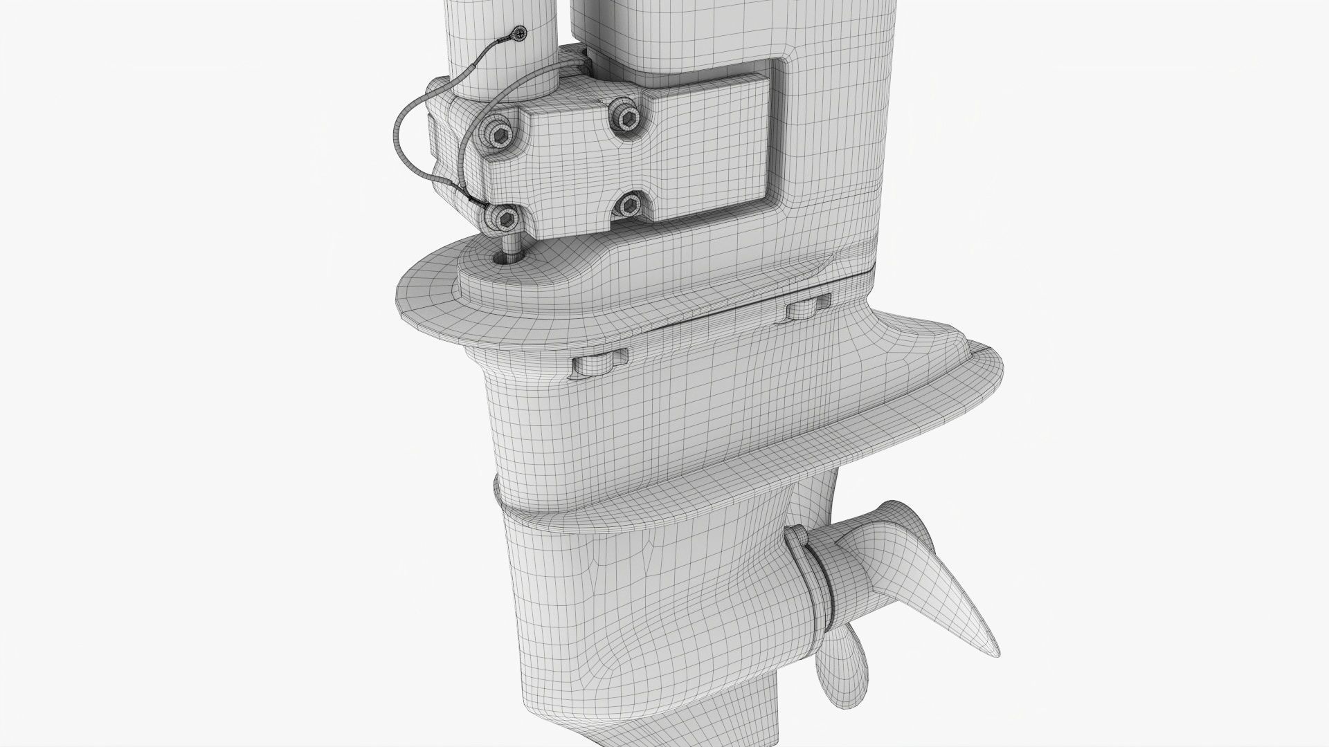 Outboard portable boat motor with folded tiller 3D model_17