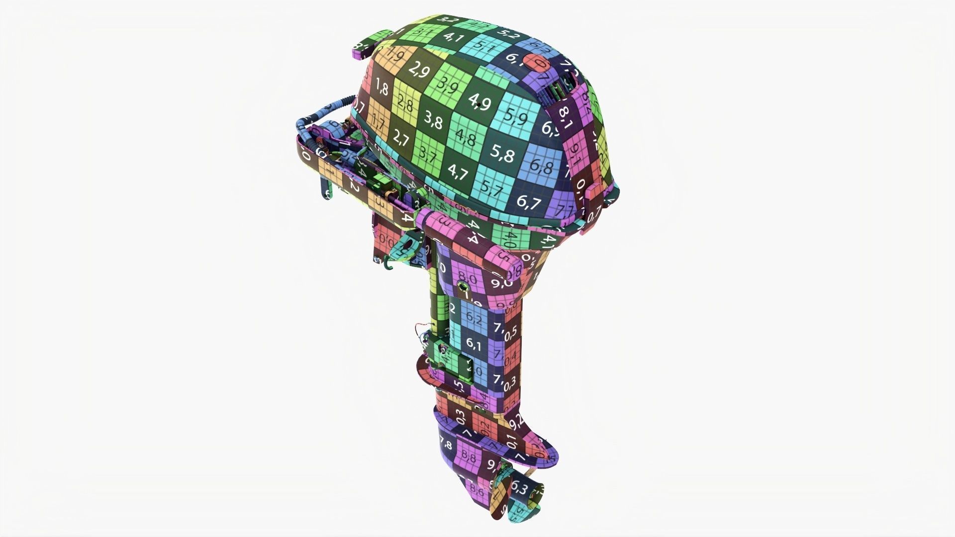 Outboard portable boat motor with folded tiller 3D model_23