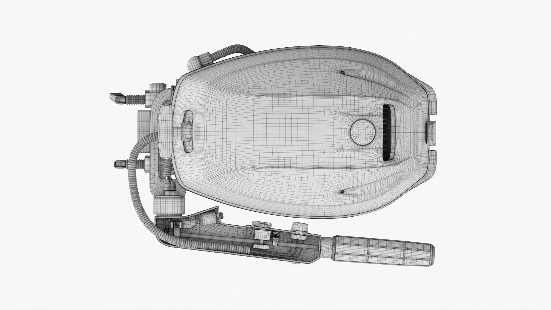 Outboard portable boat motor with folded tiller 3D model_22