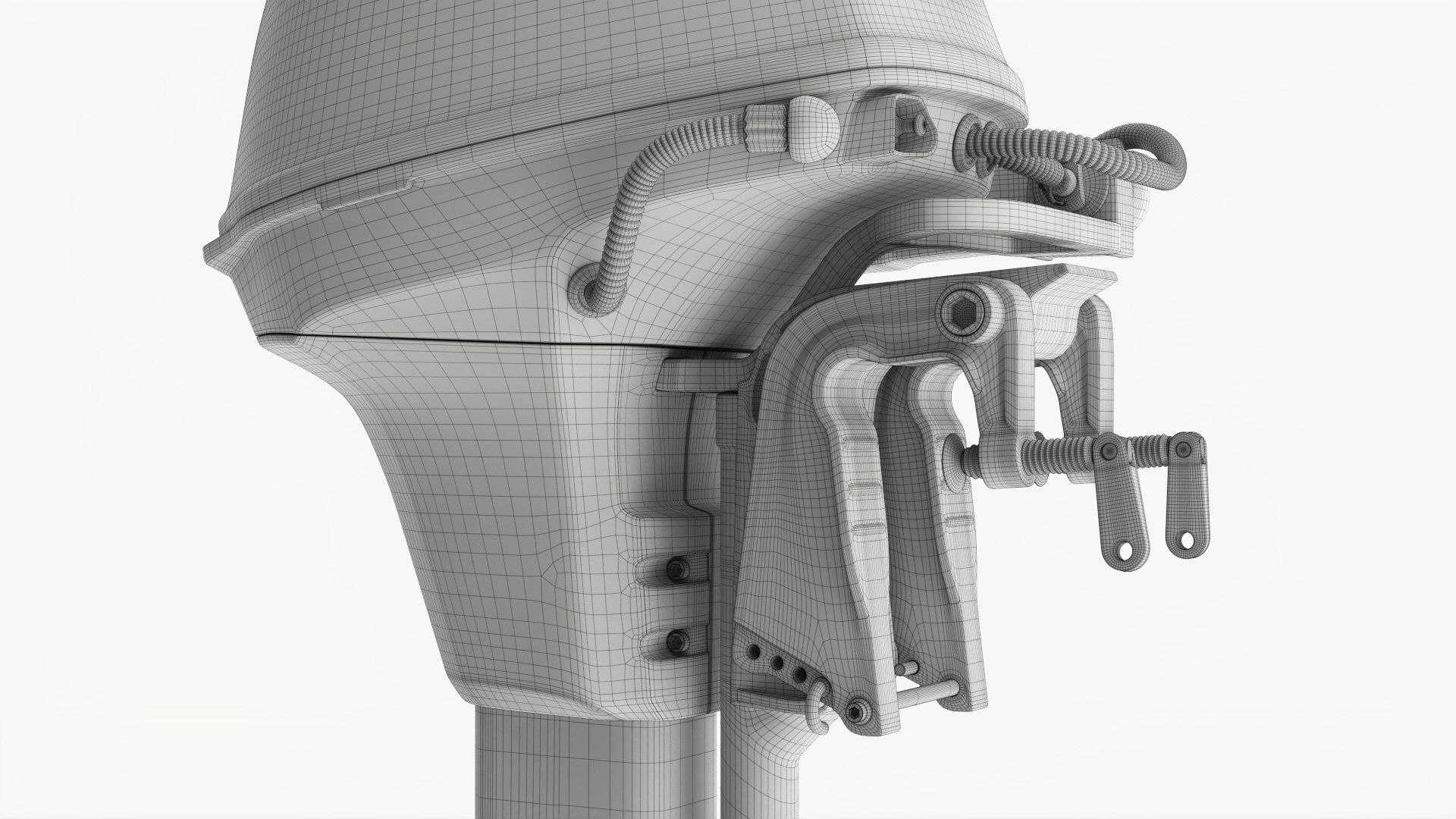 Outboard portable boat motor with folded tiller 3D model_16