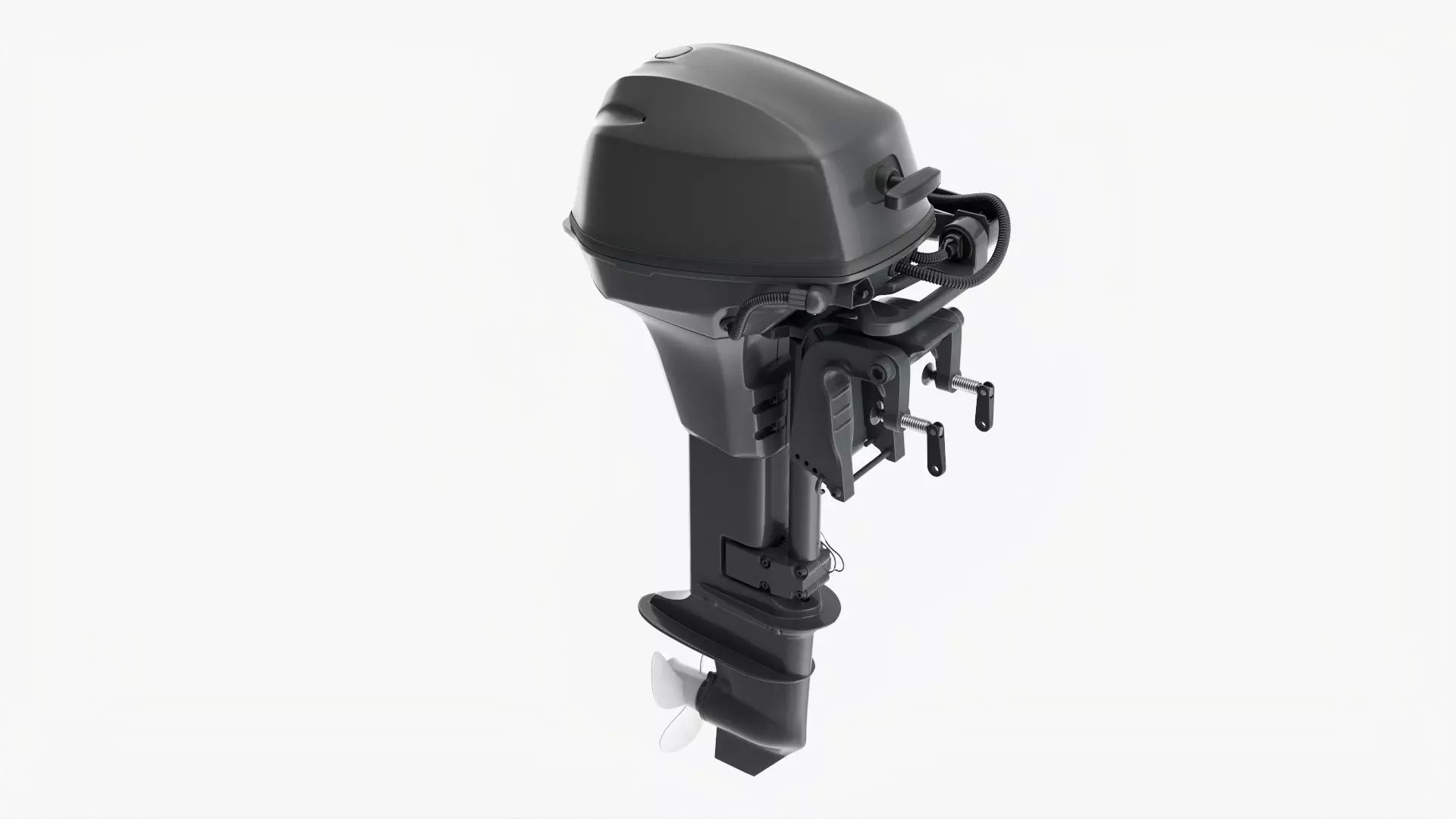 Outboard portable boat motor with folded tiller 3D model_0