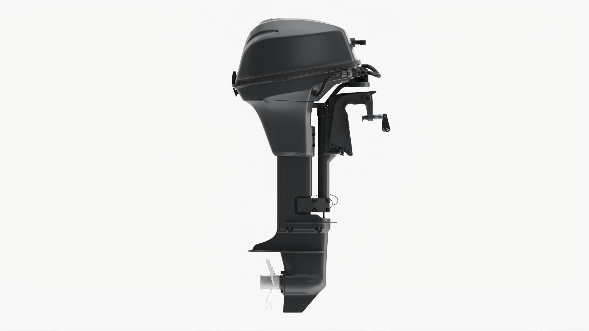 Outboard portable boat motor with folded tiller 3D model_4