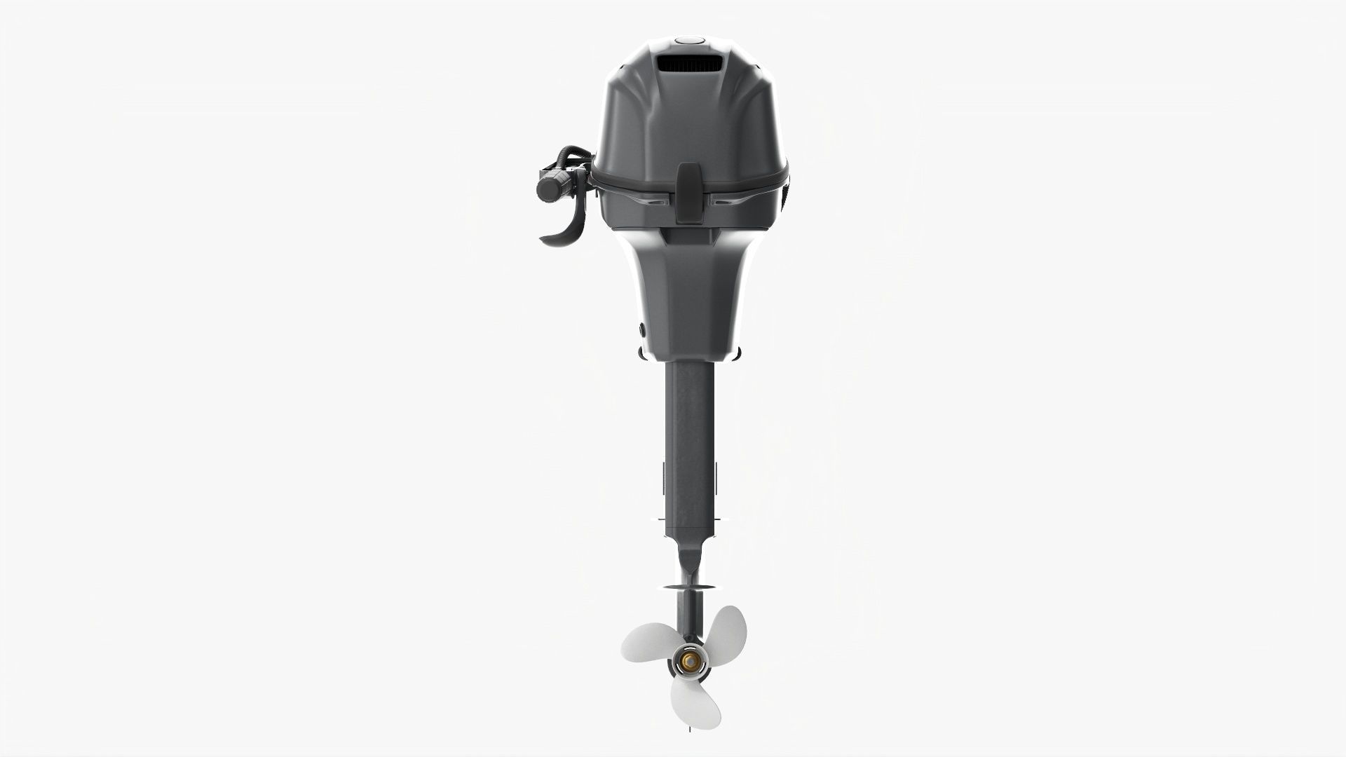 Outboard portable boat motor with folded tiller 3D model_2