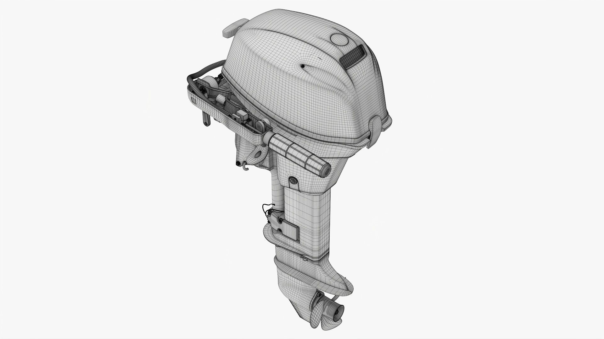 Outboard portable boat motor with folded tiller 3D model_11