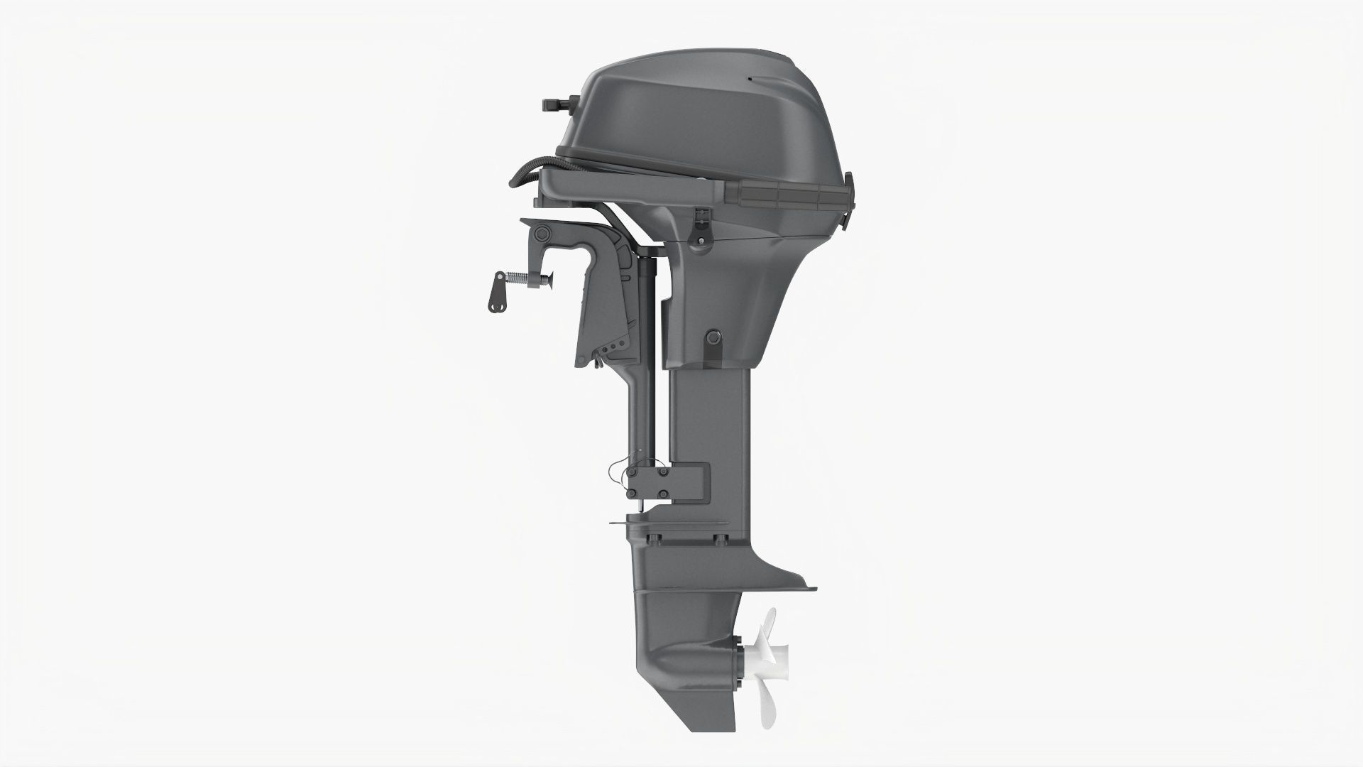 Outboard portable boat motor with folded tiller 3D model_3