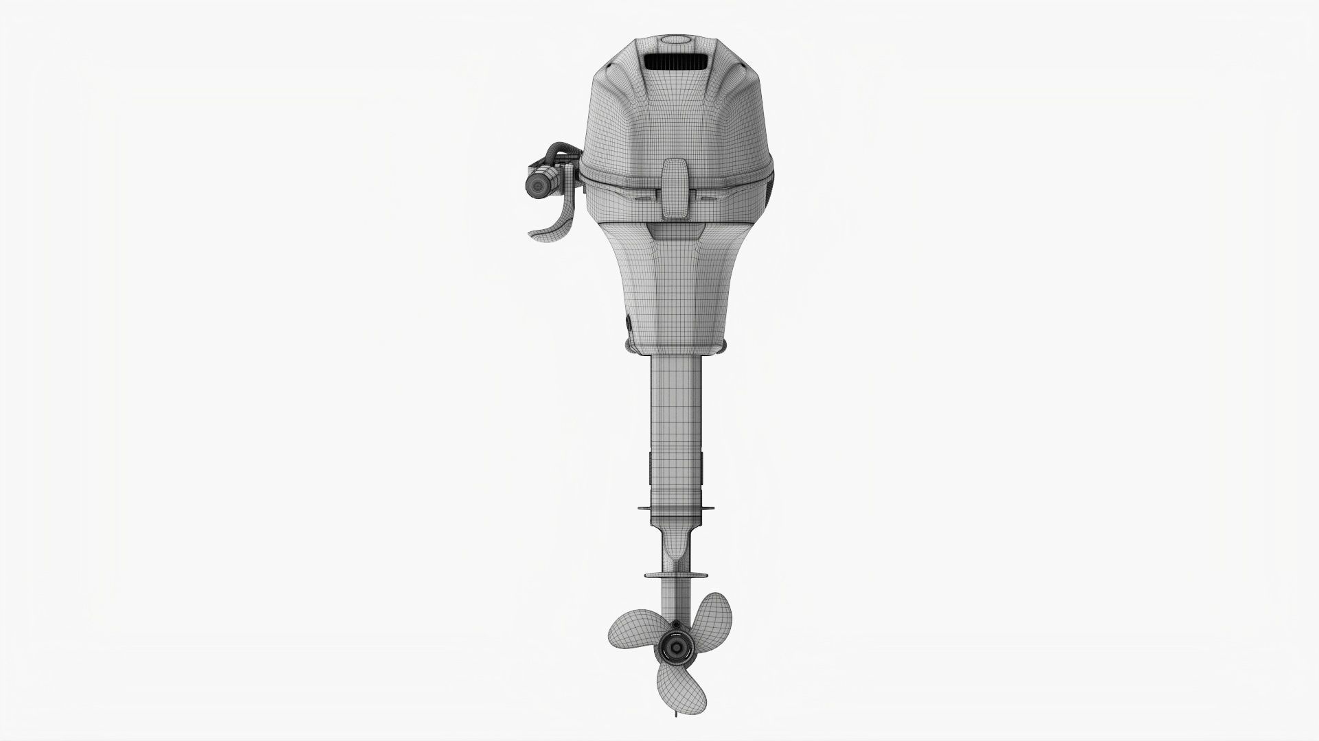 Outboard portable boat motor with folded tiller 3D model_19