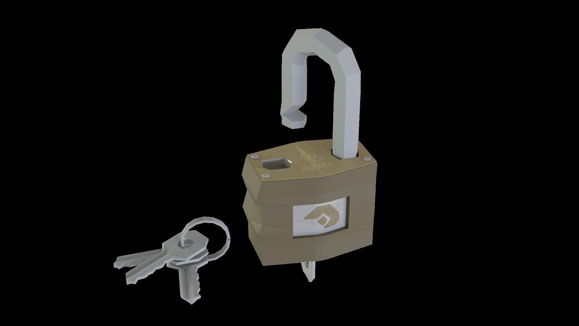 Low Poly Key Lock Padlock Low-poly 3D model_3