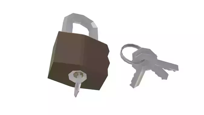 Low Poly Key Lock Padlock Low-poly 3D model