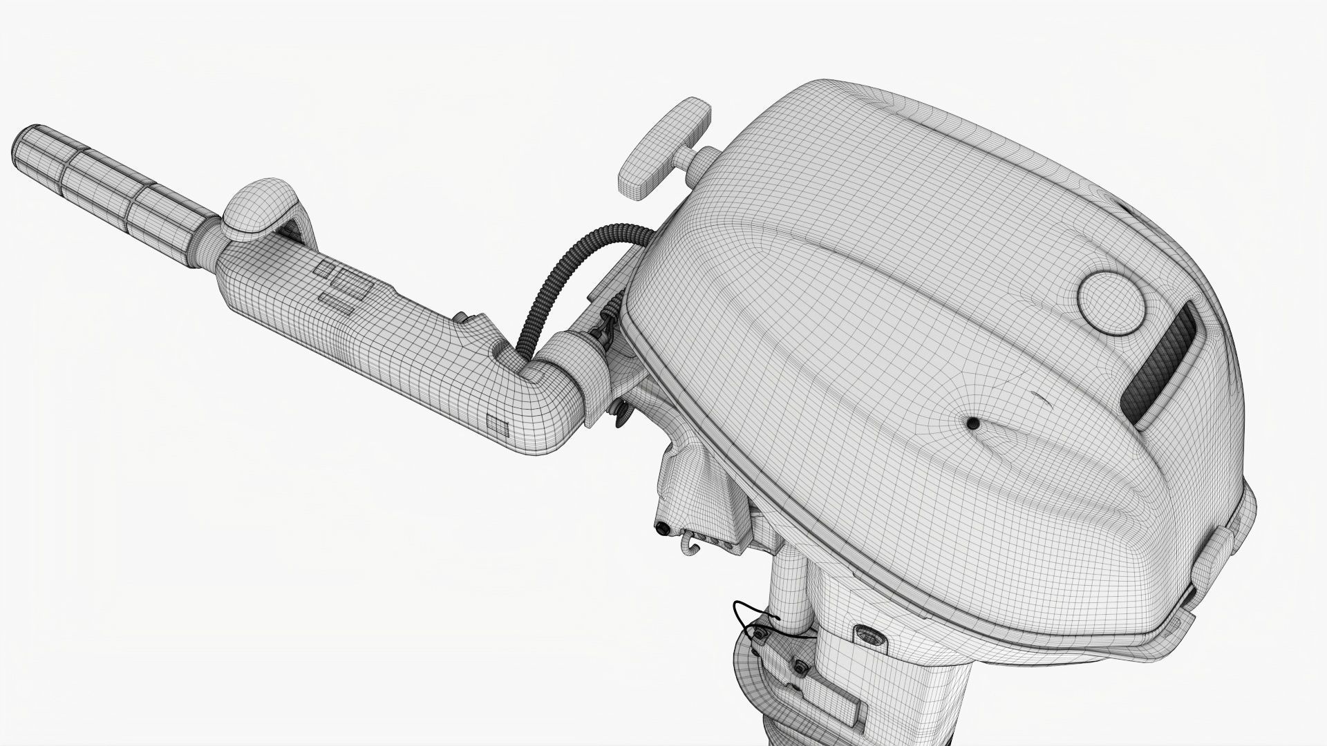 Outboard portable boat motor with tiller 3D model_15