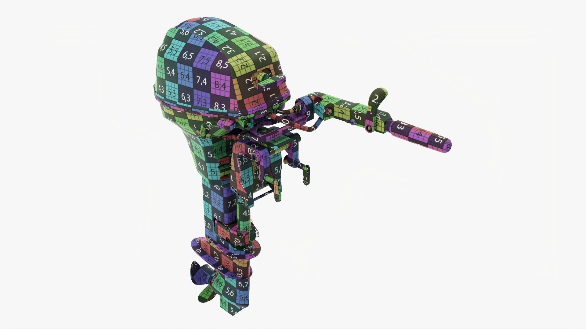 Outboard portable boat motor with tiller 3D model_24