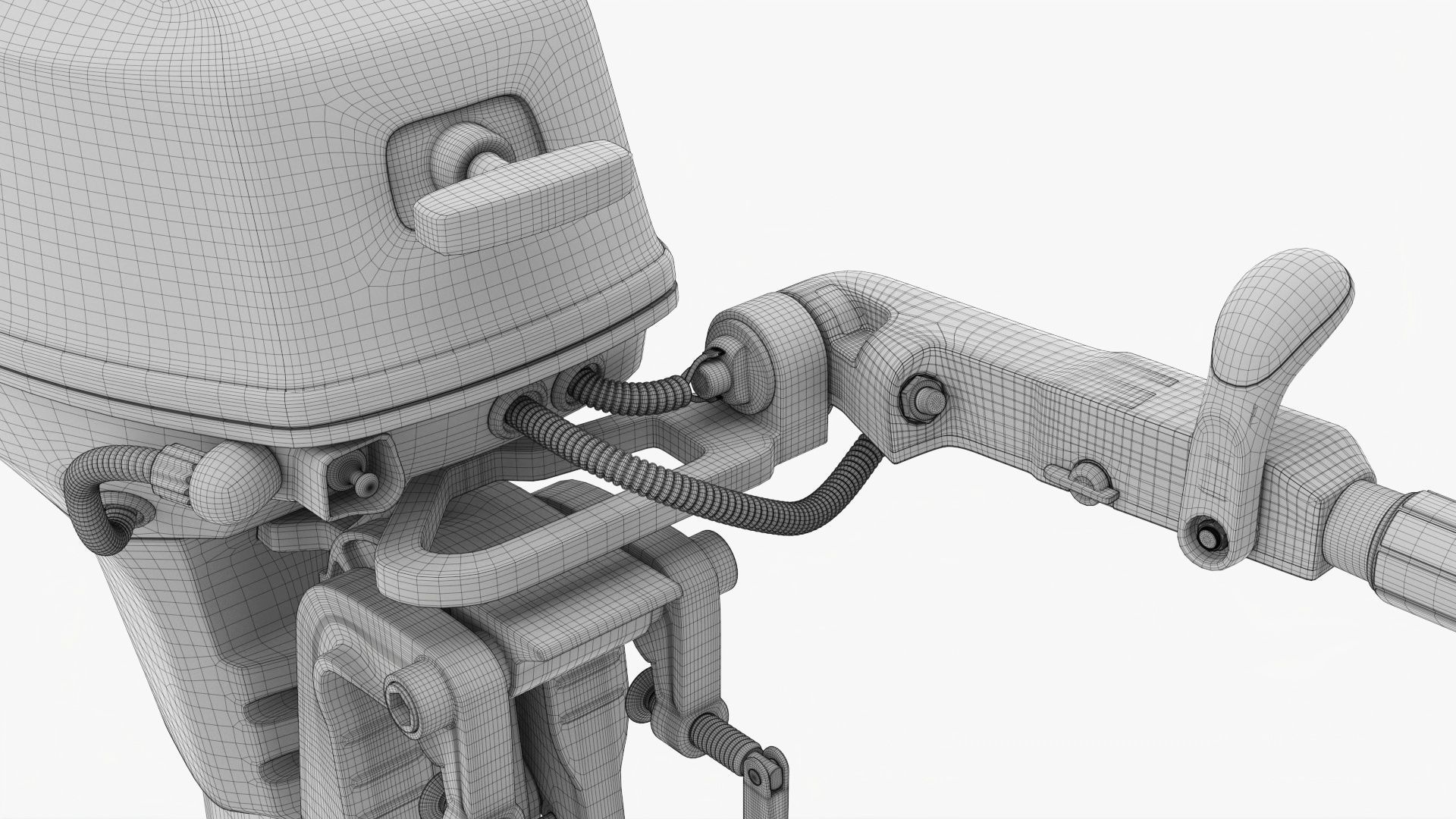 Outboard portable boat motor with tiller 3D model_16