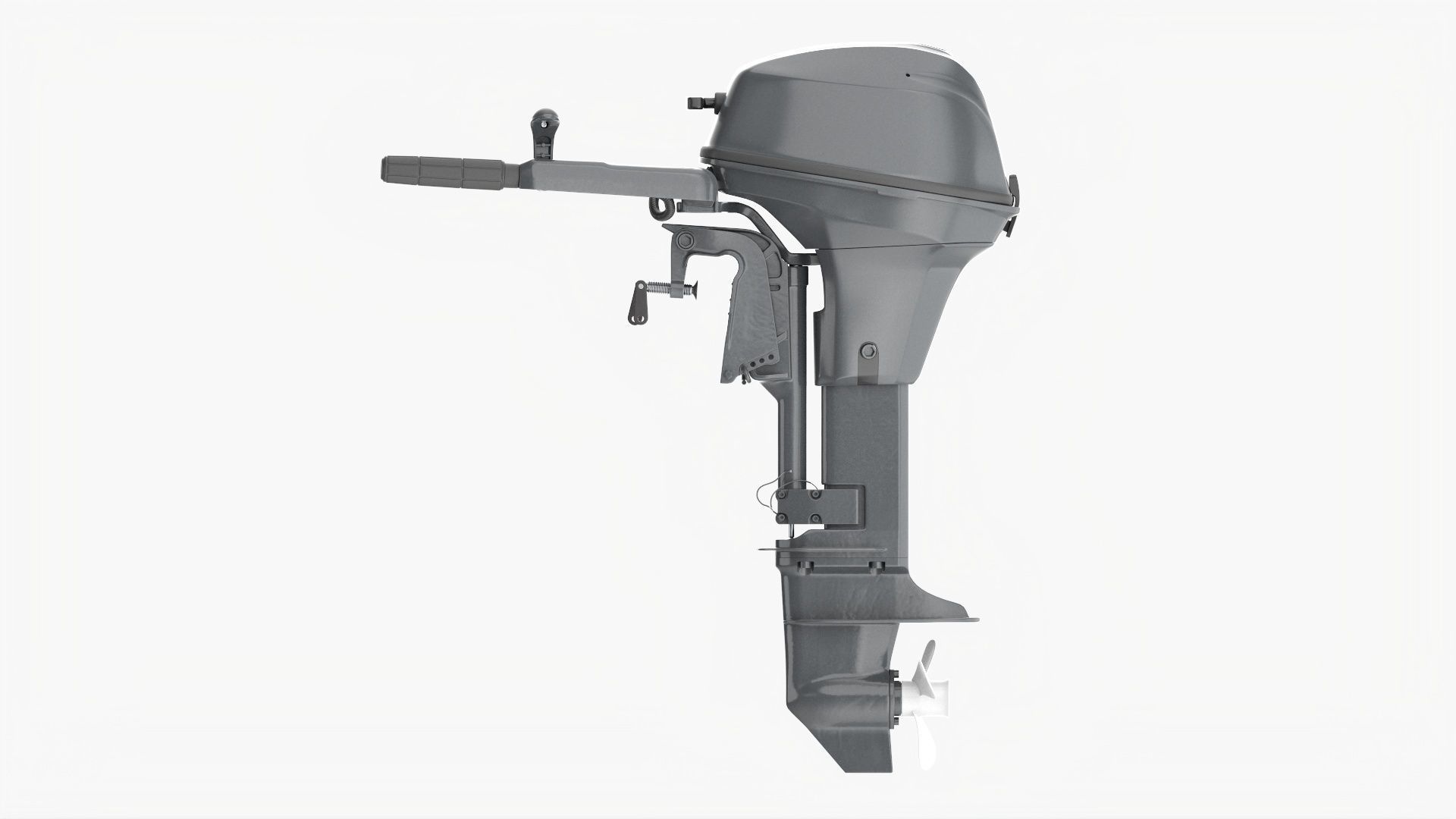 Outboard portable boat motor with tiller 3D model_4