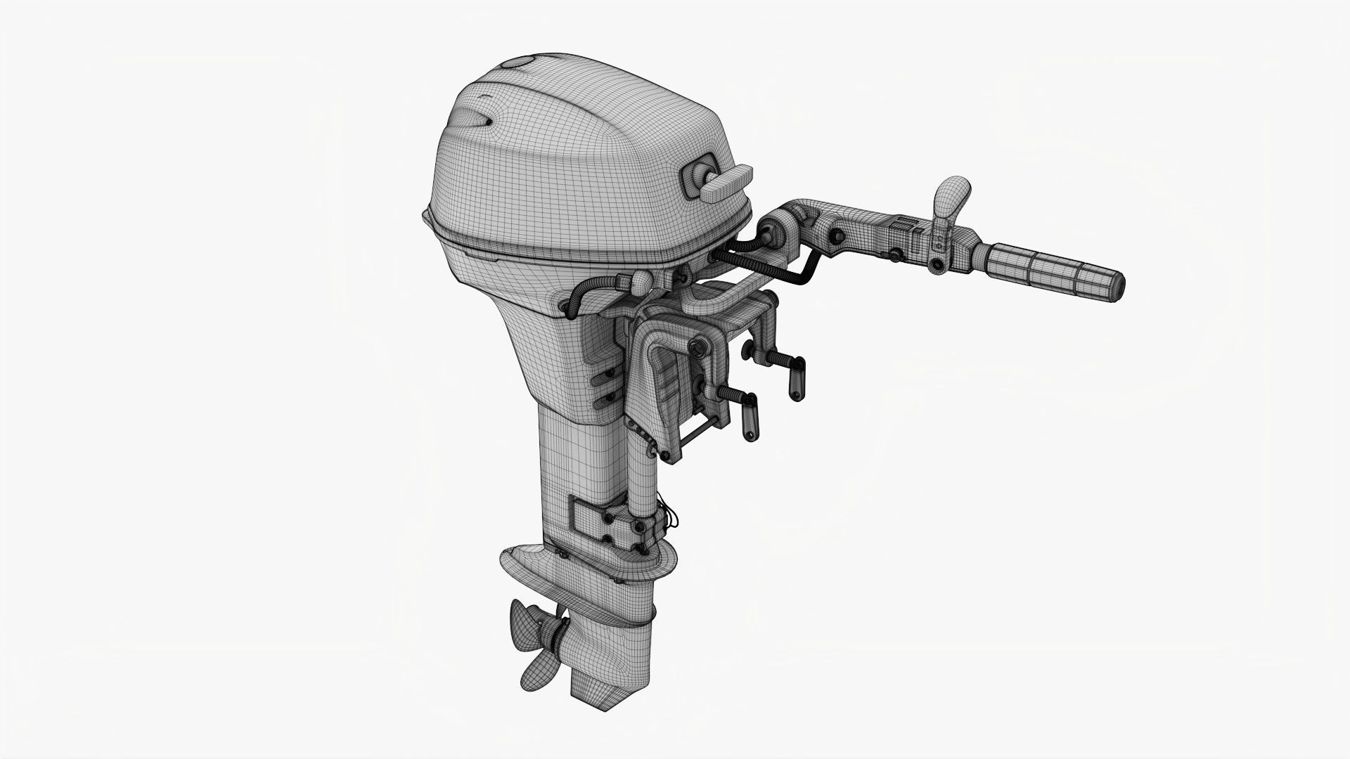 Outboard portable boat motor with tiller 3D model_14