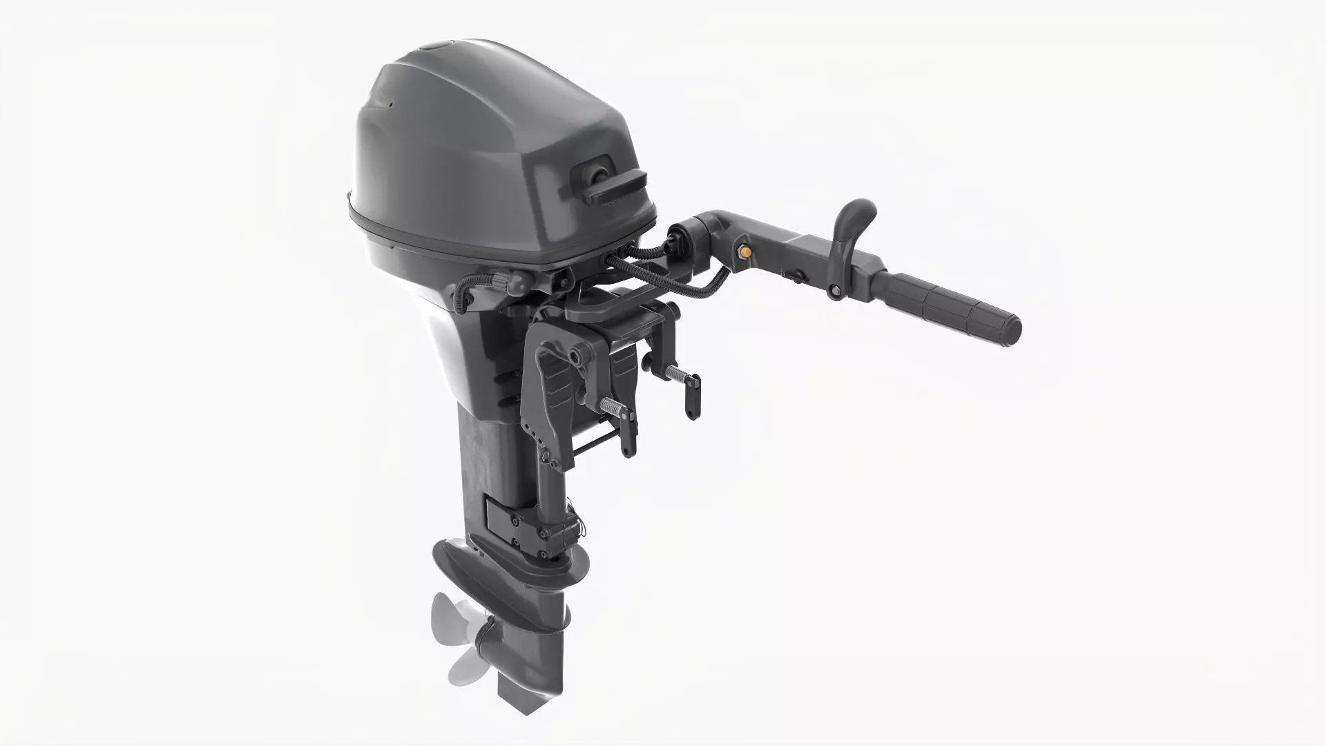 Outboard portable boat motor with tiller 3D model_0
