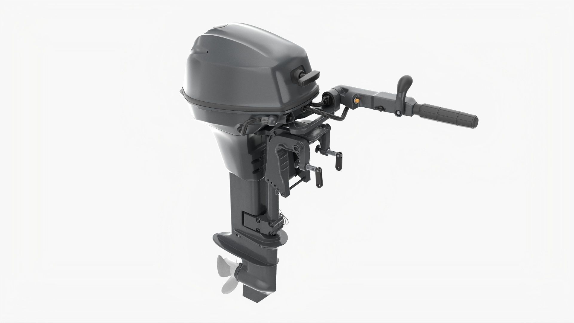 Outboard portable boat motor with tiller 3D model_2